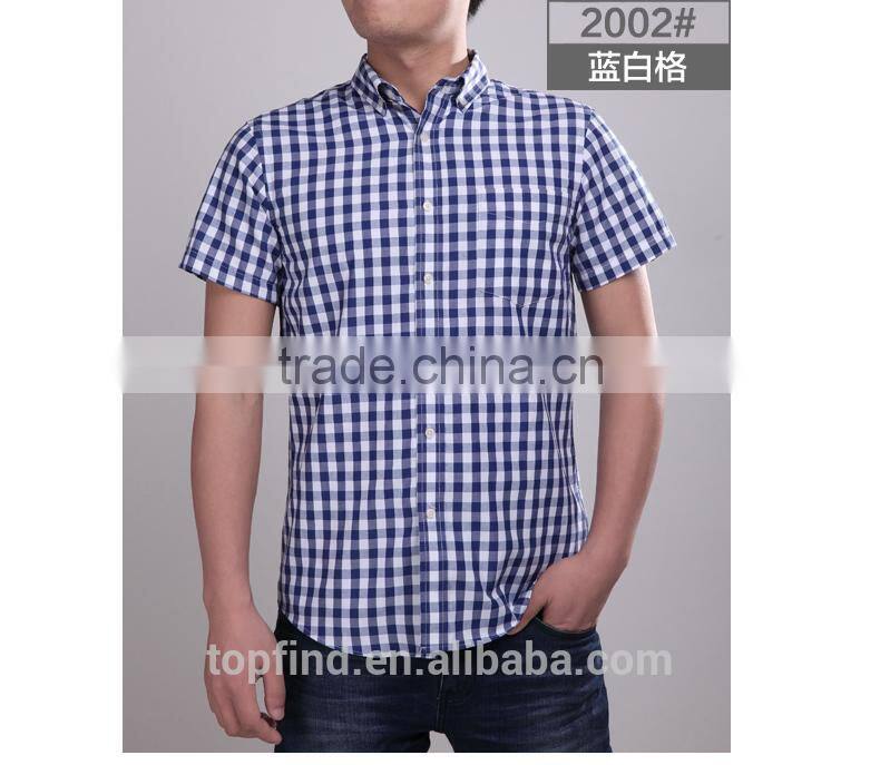 Latest custom plaid short sleeve Men's shirt
