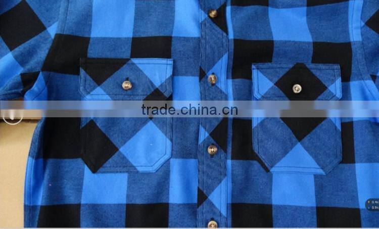 100% cotton royal blue big plaid flannel shirt