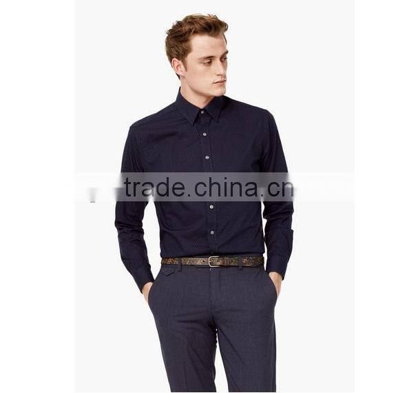 Classic european style black dot pattern men's busniess shirt