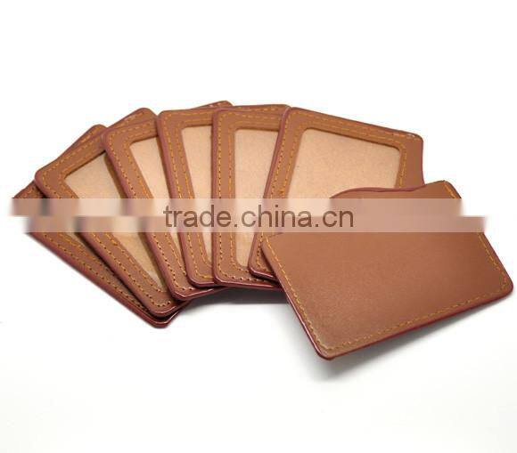 Coffee Horizontal Leatheroid Business Credit ID Card Badge Holders For Wholesale