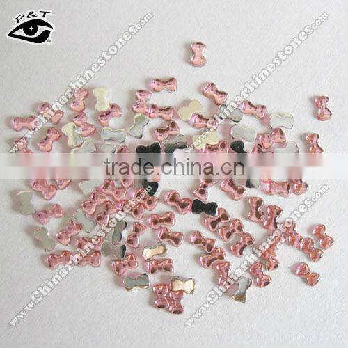 Bowknot shaped flat back Acrylic rhinestone beads for nail art decoration