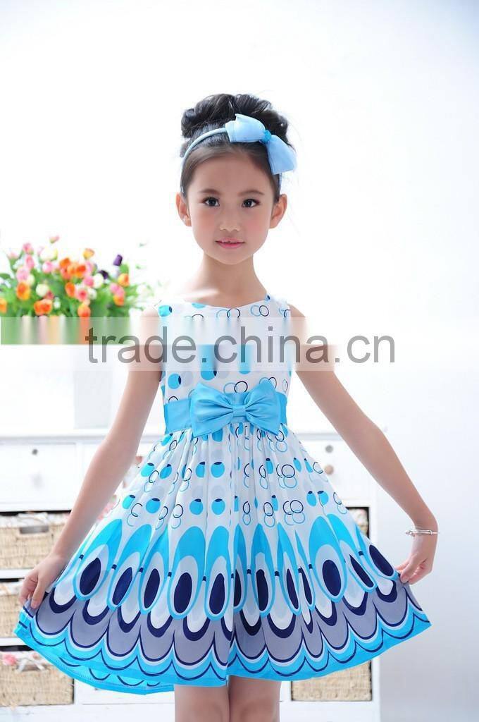 New 2014 sleeveless girl's dresses, casual summer princess dress girl bow, Children Clothing