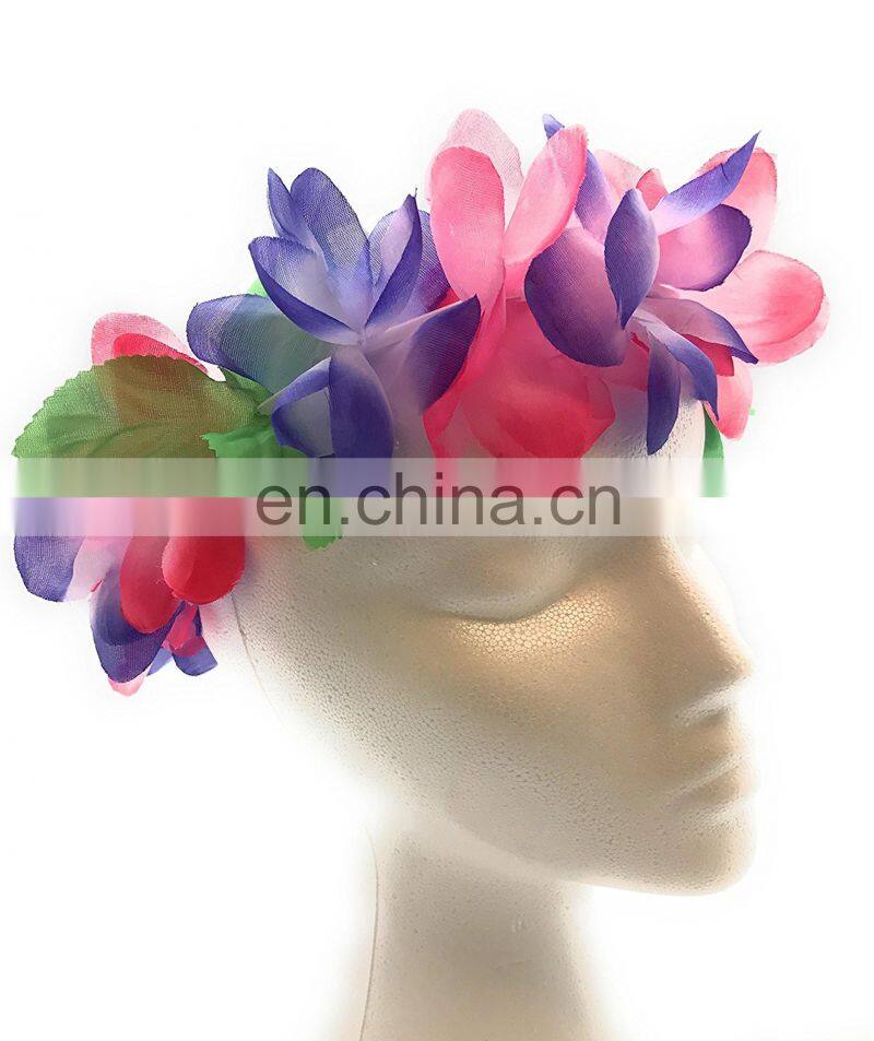 Rose flower lei garland rose headband silk headband lei headband kauai headband