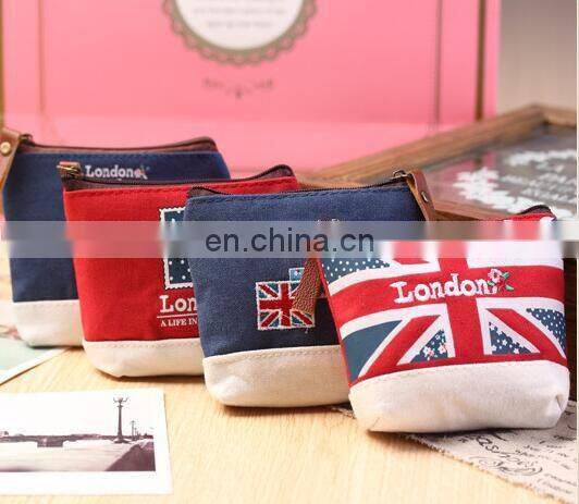 Unisex Cheapest Canvas Cartoon England Style Retro Small Coin Change Purse Lady Mini Coin Wallet Key Car Pouch Little Money Bag