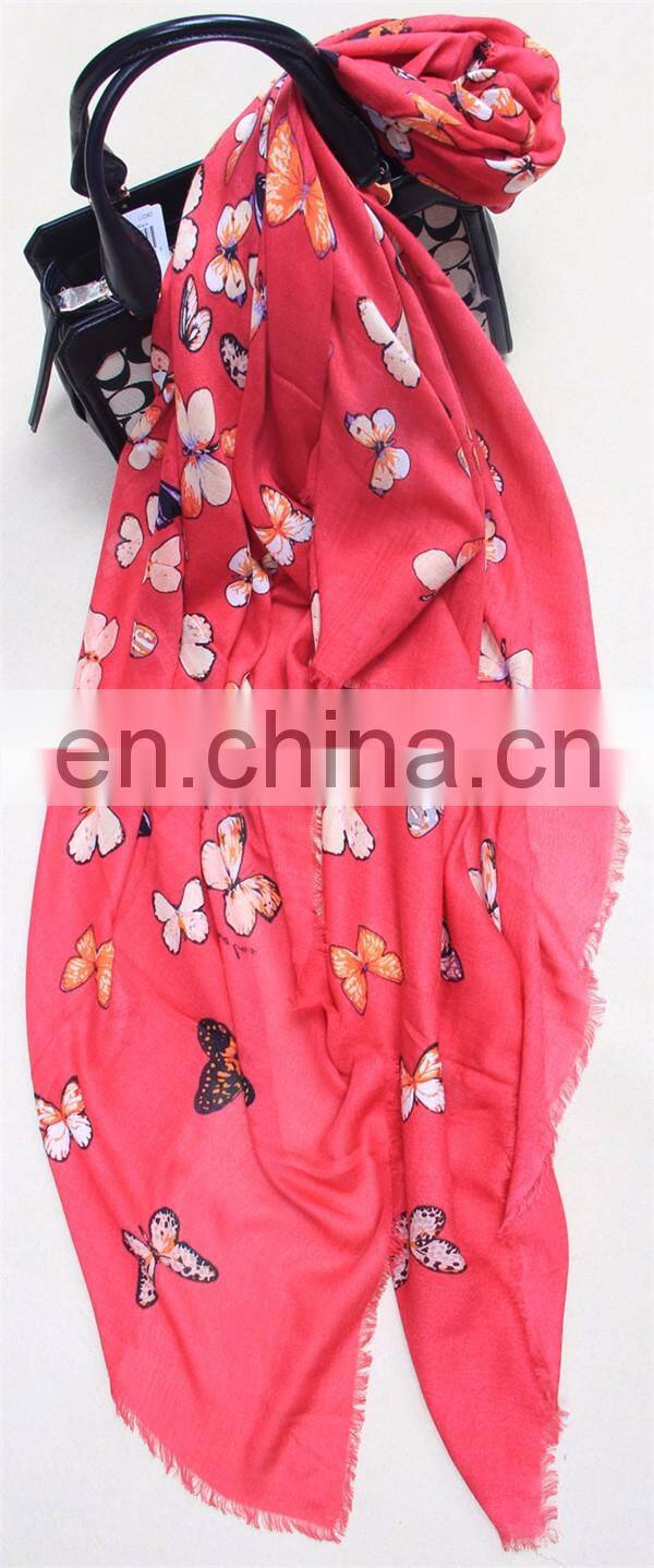 modal cashmere blend fashion butterfly print infinity lady scarf