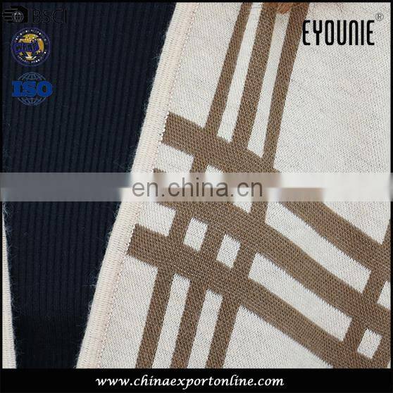 New arrival in stock women striprd cream long print wool shawl