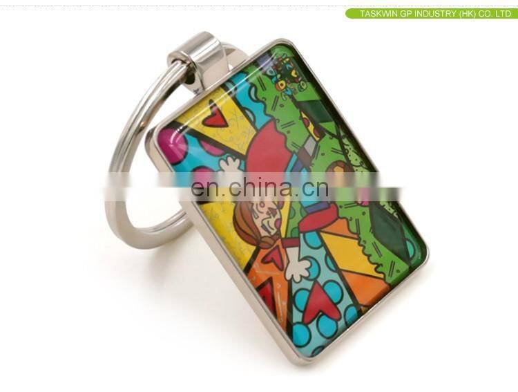 Factory Supply CMYK printed with epoxy metal Keychain