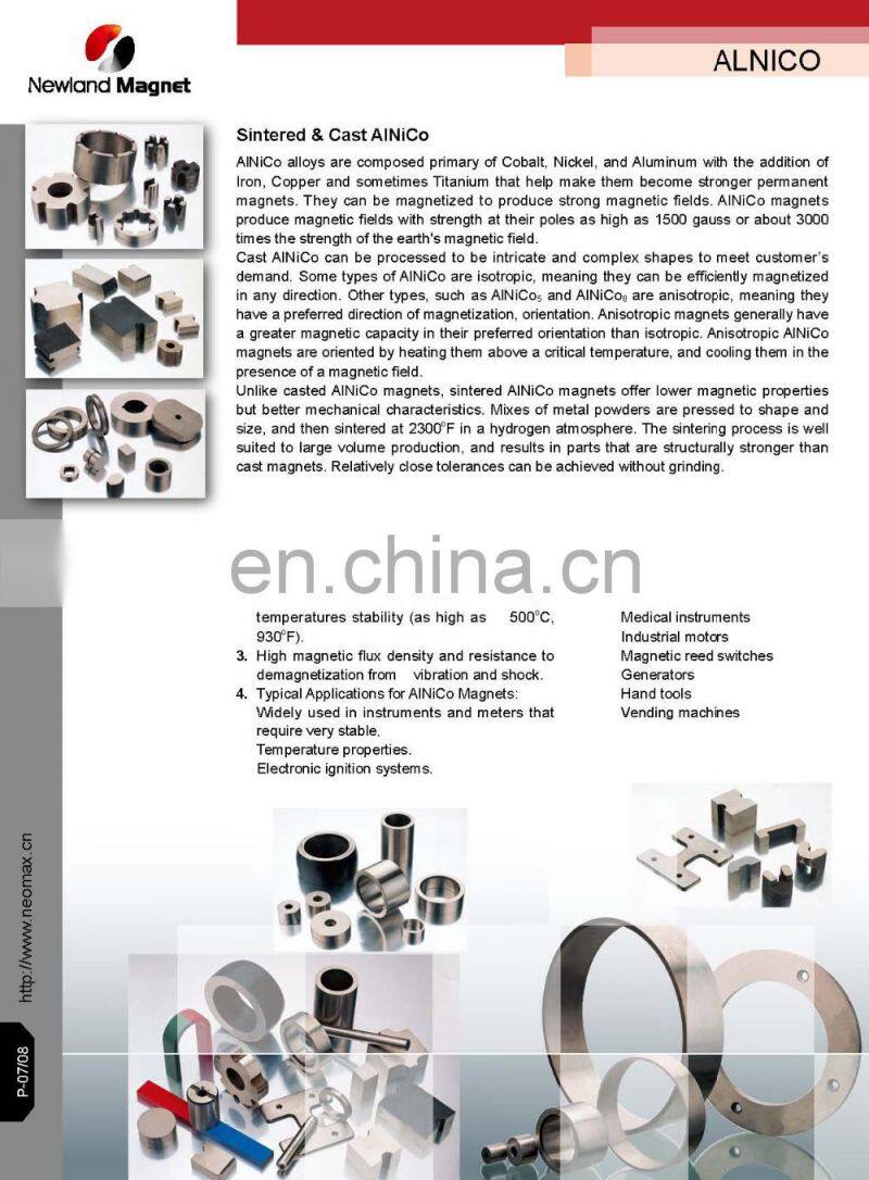Customized all kinds of U shape and bar AlNiCo magnets for hot sale