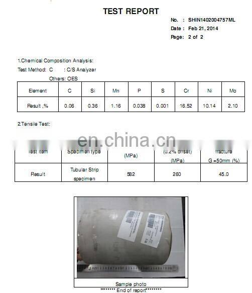 stainless steel seamless pipes, material 1.4469, according to EN10312,with SGS report