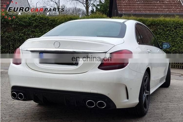 2019 W205 C43 diffuser for C-class W205 sport 2014-2019 to C43 sedan style diffuser with oval exhaust tip for W205 diffuser