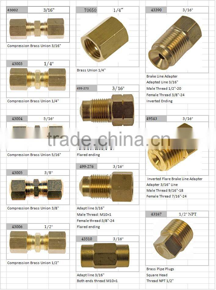 Brass inverted flare male and female adapter