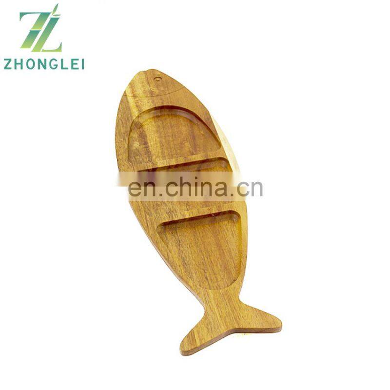 Wholesale Fish Shape Acacia Snacks Plate
