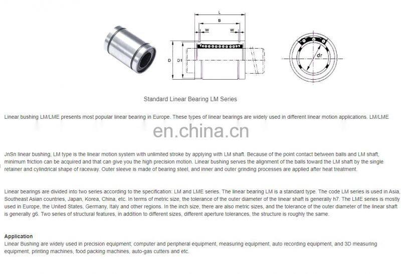 Good performance jnsn customized LME50UU LM50LUU LM50UU linear bearings 50*80*100 mm for CNC machine