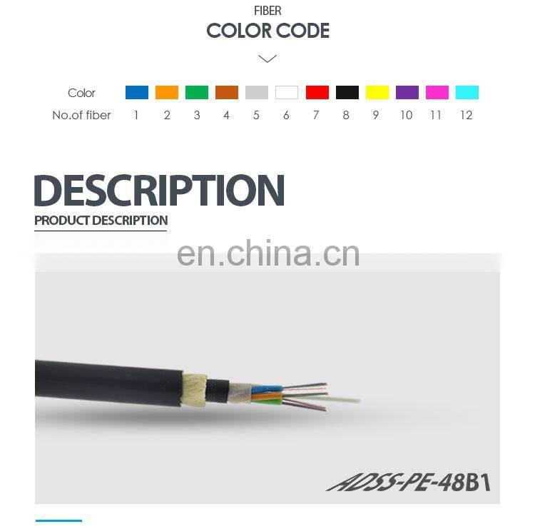 ADSS 24/48/96/144 Core Single mode Loose tube Overhead Outdoor 80M 120M 100M Span Fiber Optical Fiber Cable Price