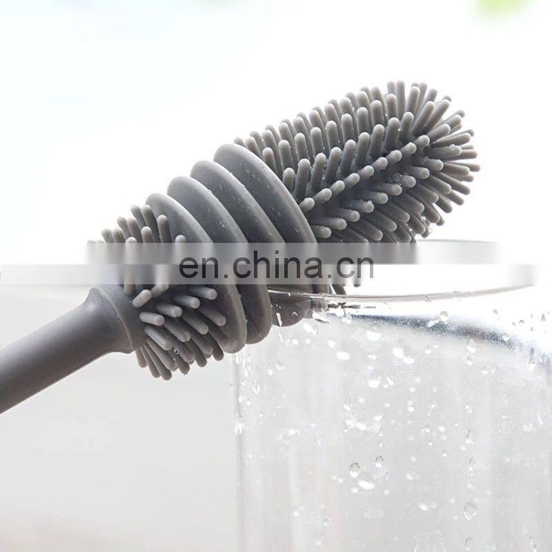 Silicone Cup Brush Cup Scrubber Glass Cleaner Kitchen Cleaning Tool Long Handle Drink Wineglass Bottle Glass Cup Cleaning Brush