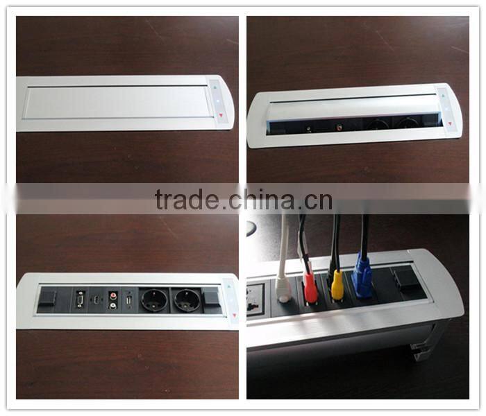 BW-T66 Electric Rotation Flip Up Office Desktop Outlet/Aluminum Tabletop Socket In Meeting Table