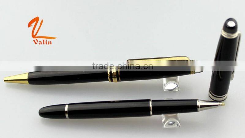 Diamond head black metal ball pen roller pen for promotional stationary