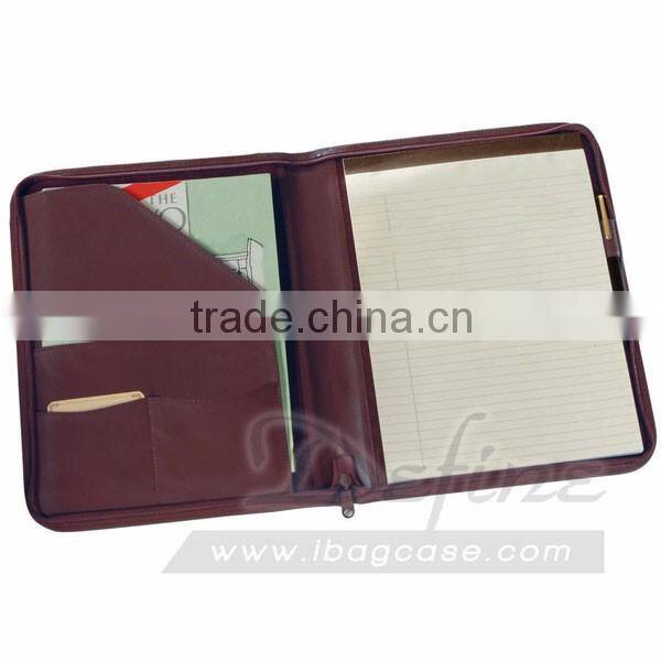 China Supplier Customize Zip Around Leather Padfolio In Notebooks