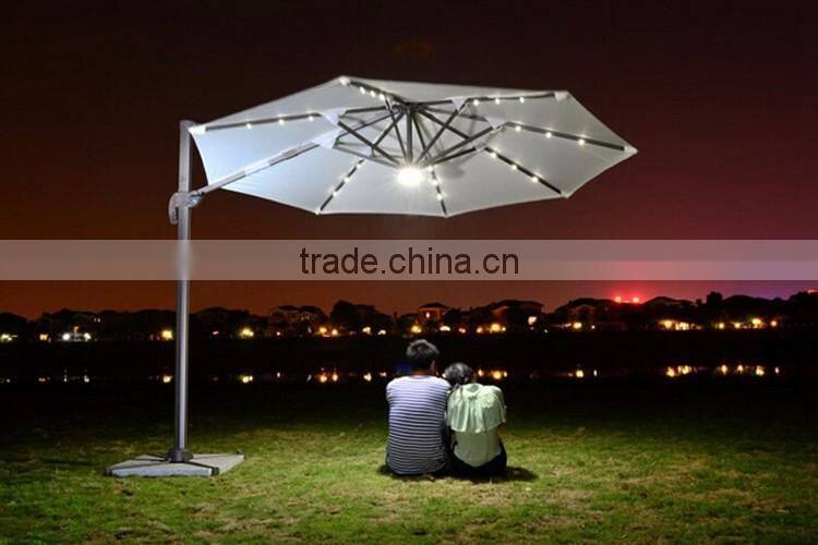8 Bone Round Solar Led Umbrella Light Waterproof Material Umbrella Fabric Umbrella Beach
