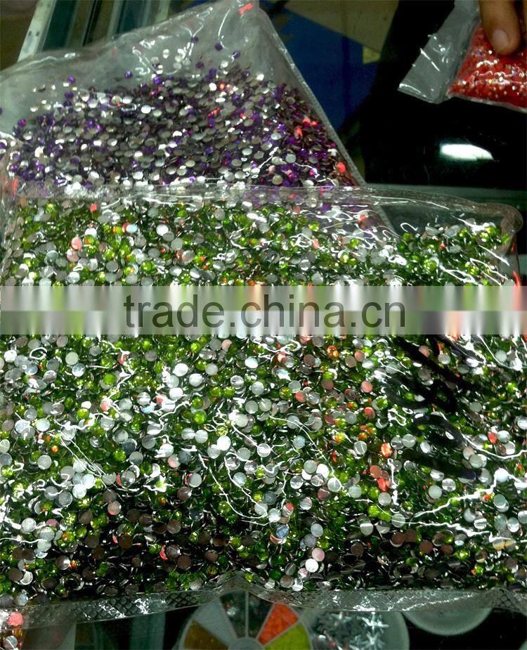 Glass crystal resin non hot fix diamond black bag packing in China wholesale market