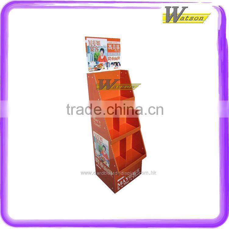 cooking book with CD promotion customized cardboard 3 layer stand display rack