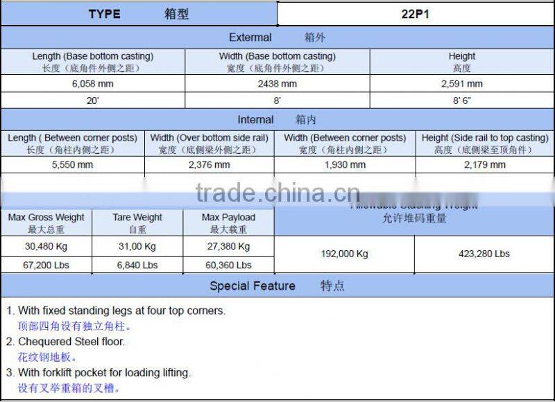 20ft Flat Rack Stainless Steel