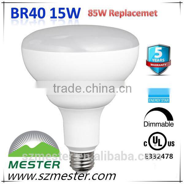 High lumen Br40 r40 15w e26 120v 5000k ul approved led light bulbs