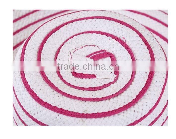 QXSH0053B Wide brim straw hat New summer striped bucket beach hat