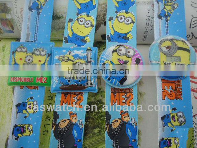 Cute Despicable Me cartoon PVC plastic slap watch for kids