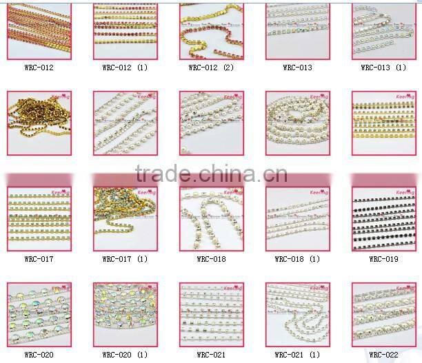 Wholesale pearl fashion trimming wedding Crystal Rhinestone Chain WRC-093