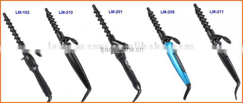 Professional digital spiral hair curling iron rod