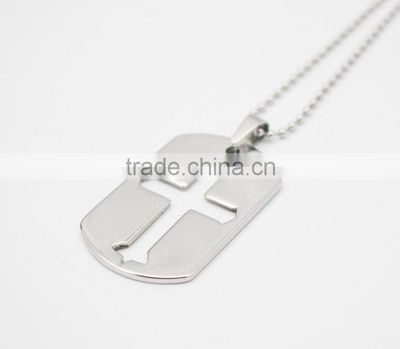 Engraved Cross Dog Tags Fashion Pendant Necklace