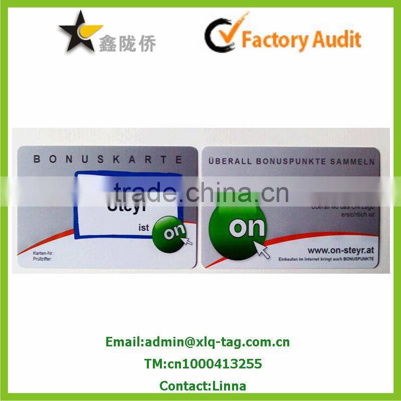 2014 Favorites Compare PVC platic card printing super quality Loyalty card