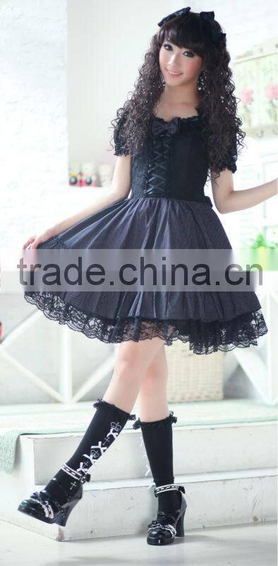 Glp 2013 Goethe lolita solid color ribbon ruffle decoration 81118 one-piece dress