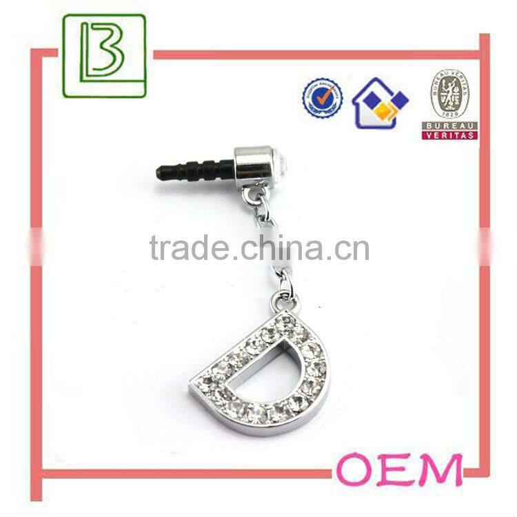 Fashion crystal design dustproof plug for mobile phone