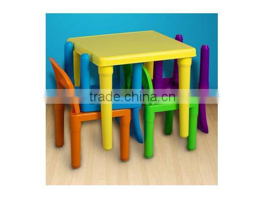 Colorful Kids' Secondary Table and 4-Chair Set, Plastic and foldable
