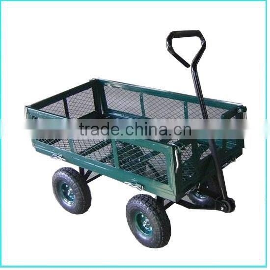 steel Heavy Duty Utility Wagon Lawn Cart Yard Crate Garden Supplies Blue