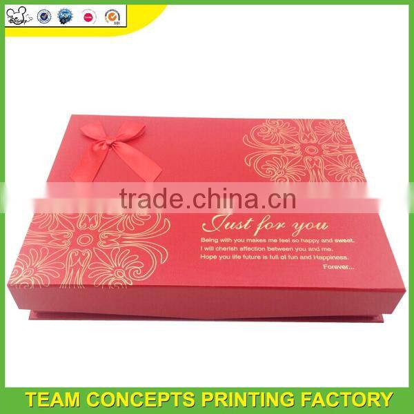 Luxury unique printing folding gift box with ribbon