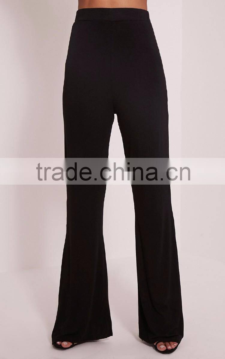 Custom hot sexy slimming women stretch pants, new arrival women black flared trousers