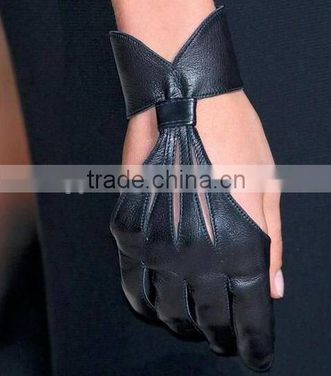 Ladies fashion dress short sex leather gloves