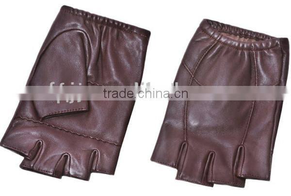 Half figer leather gloves for gentleman