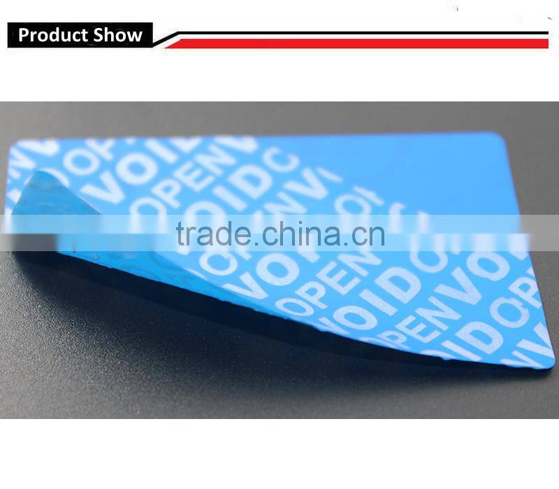 Non residue tamper evident label blue