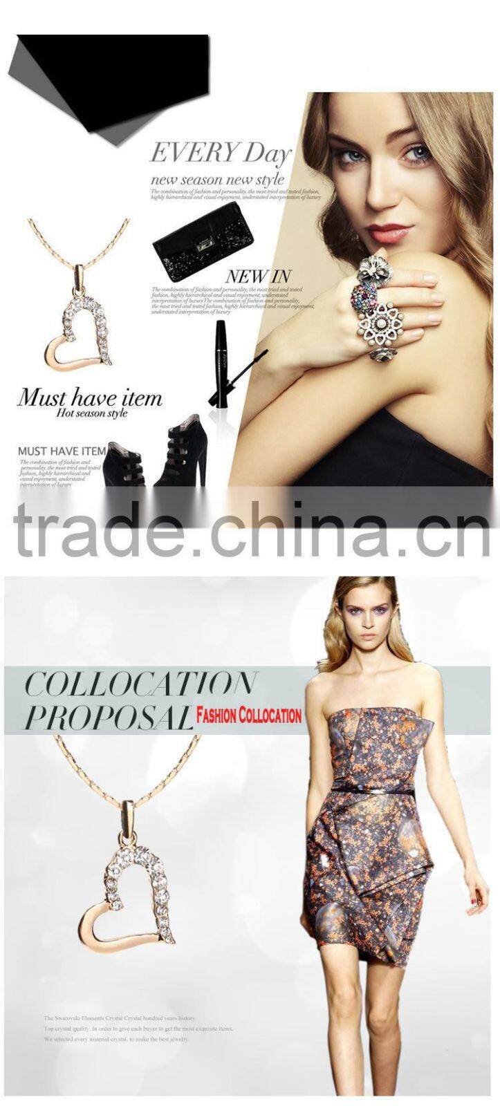 18k fashion gold heart jewellery designs statement necklace 2015