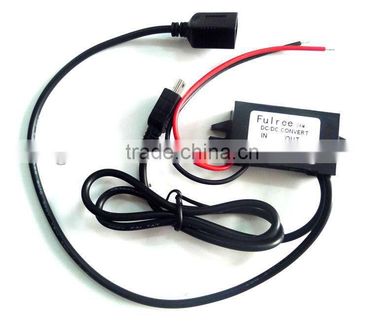 DC to DC Converter 12v to 5v step down module 1 female USB port+1 male mini usb plug