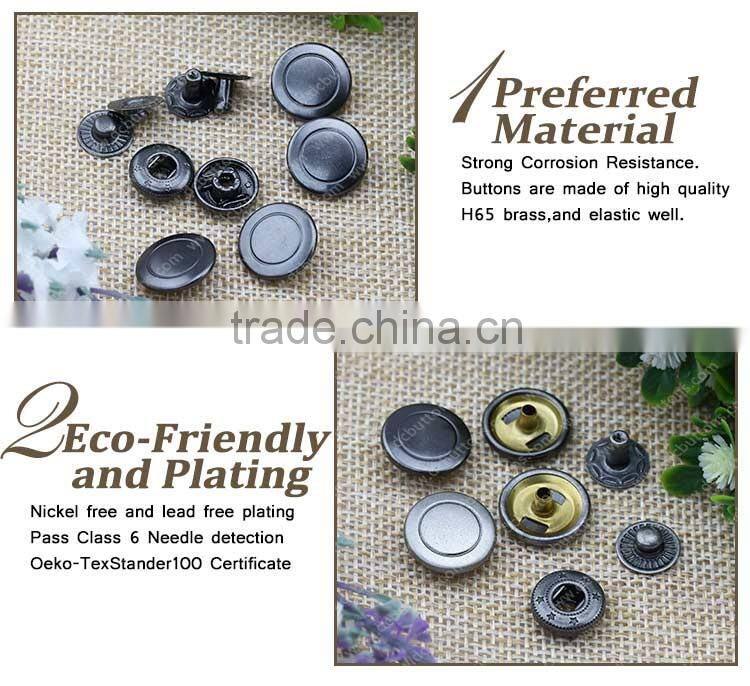 Oeko tex100 custom logo for clothes Metal Press Snap Button with any logo printing