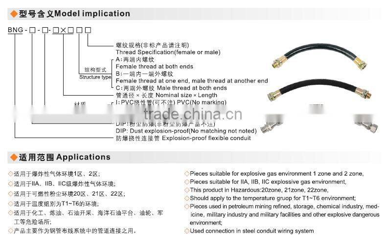 BNG explosion proof flexible conduit flexible joint pipe electric fittings