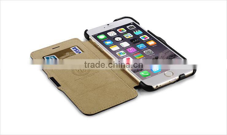 Genuine leather flip wallet case for iPhone6 plus case