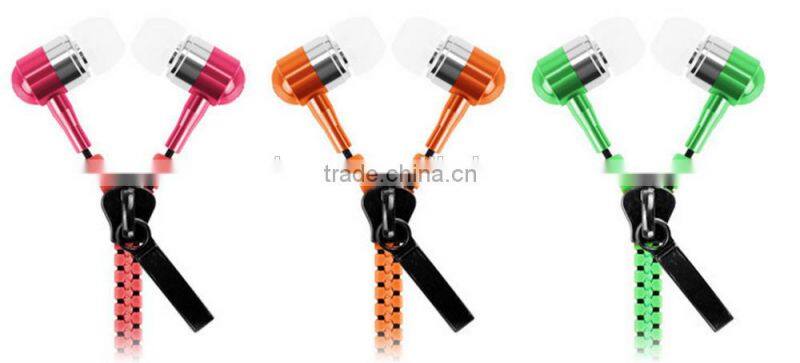 High Quality Zipper Earphone with Mic
