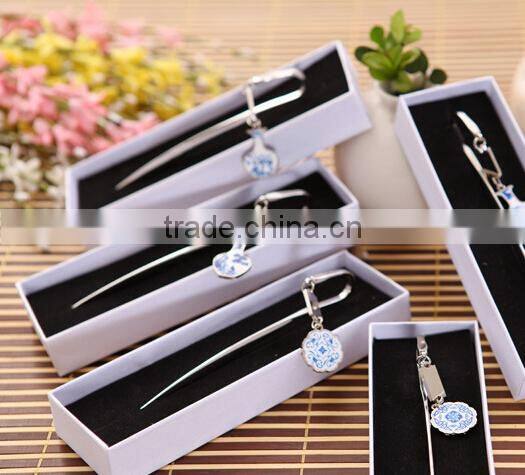 Metal Bookmarks with Customized Logo Chinese style Blue and White Porcelain Bookmark metal for collection