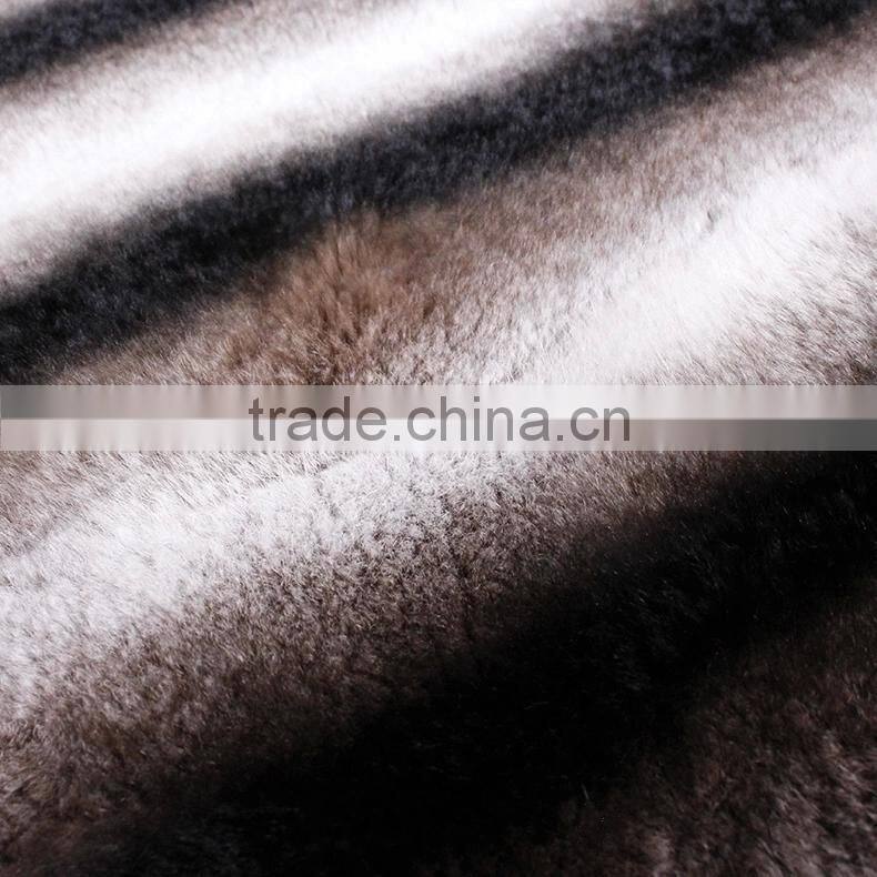 2016 Classic Design Chinchilla Rex Rabbit Fur Carpet Striped Fur Sofa Blanket Home Luxury Sheet